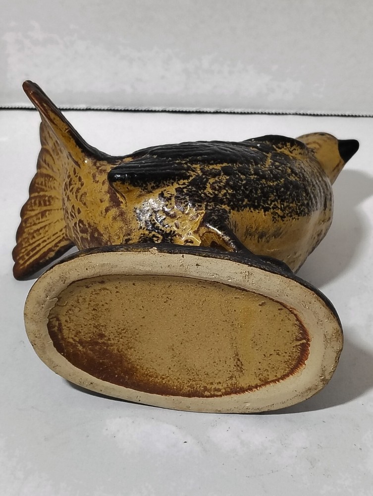 Ceramic Bird Planter Brown And Yellow