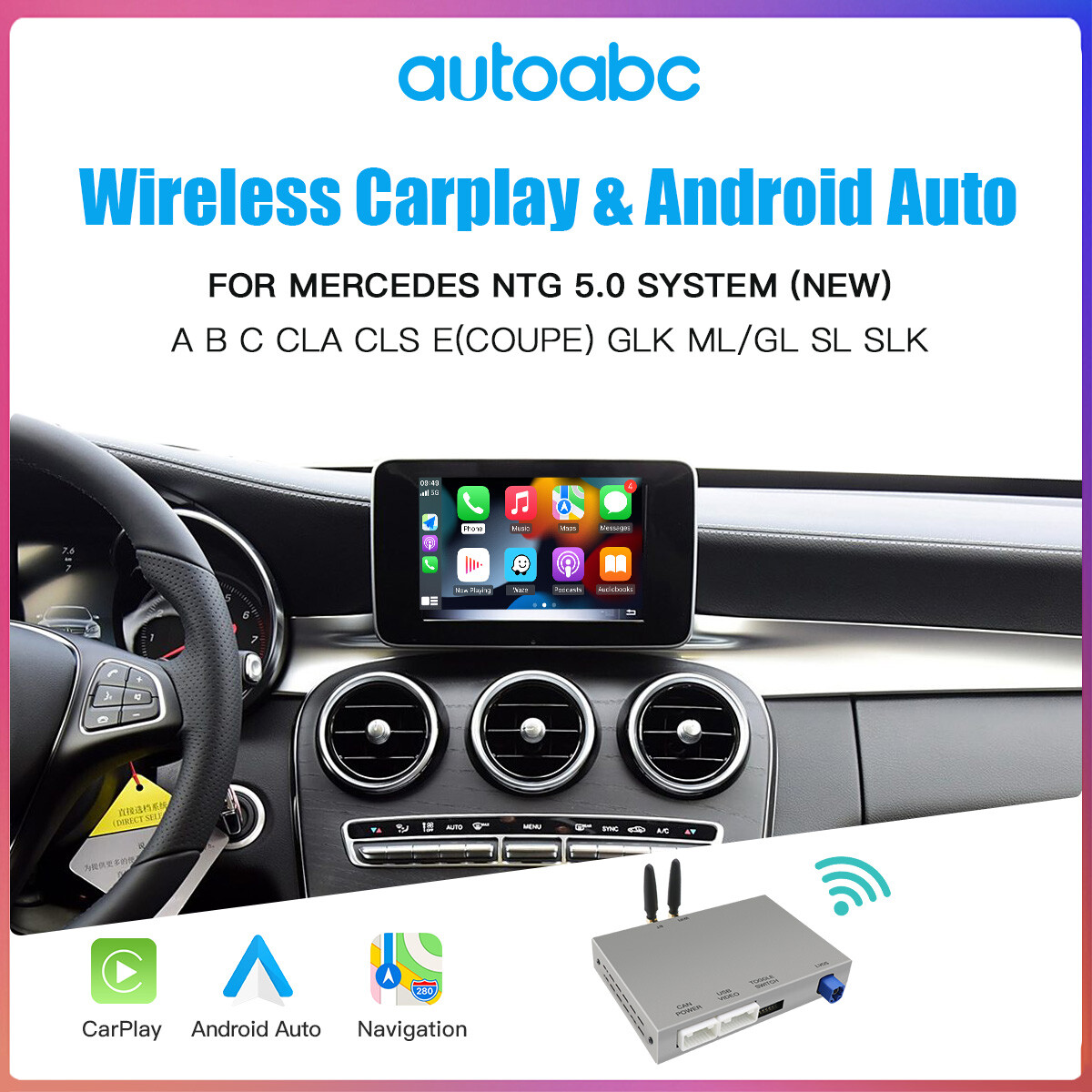 Wireless CarPlay Android Auto Module For Mercedes Benz NTG5.0 GLC X253 2015-2018