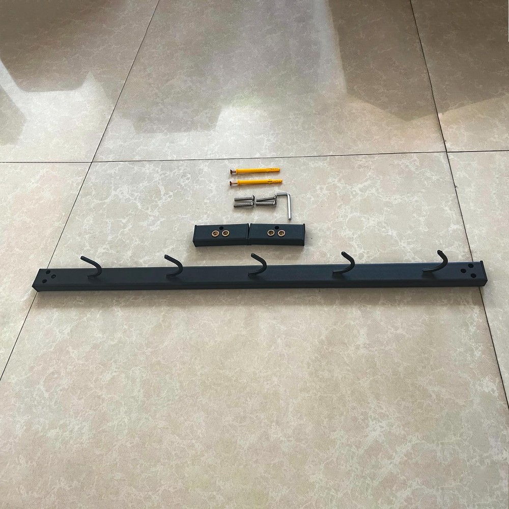 Wall Mounted Lat Pull Down Bar Organizer with Hooks, Home Gym Storage Rack fo...