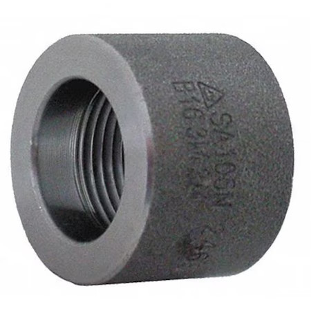 Half Coupling Half Coupling, 1-1/2" Pipe, Fnpt, Black Forged Steel, Class 3000,