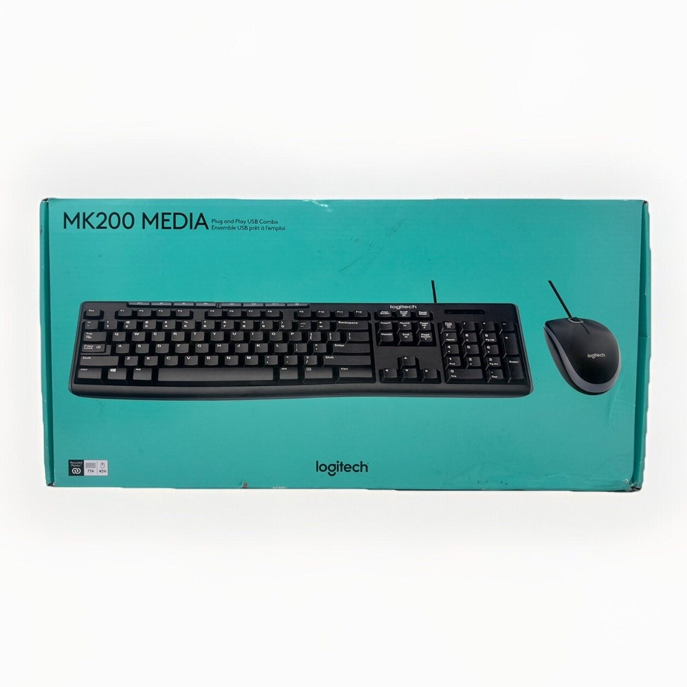 Logitech MK200 Media Full Size Keyboard + Mouse. Open Box