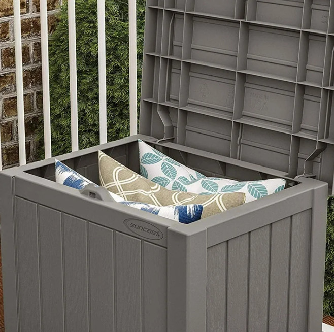 Suncast 22-Gal. Weather-Resistant Resin Outdoor Storage Deck Box, Stone Gray