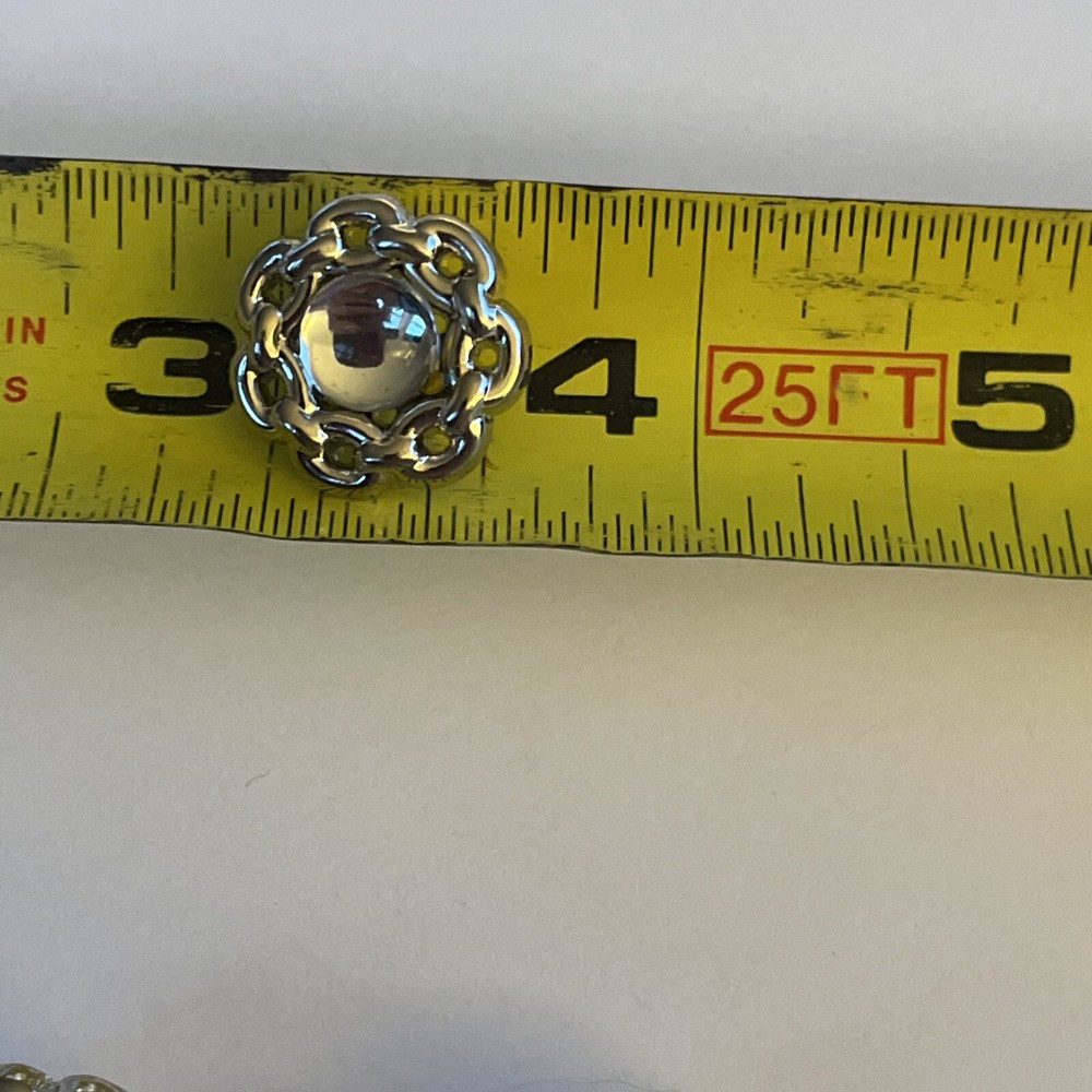 Set 8 Silver Tone Plastic Buttons Mirror Cabochon 5/8”