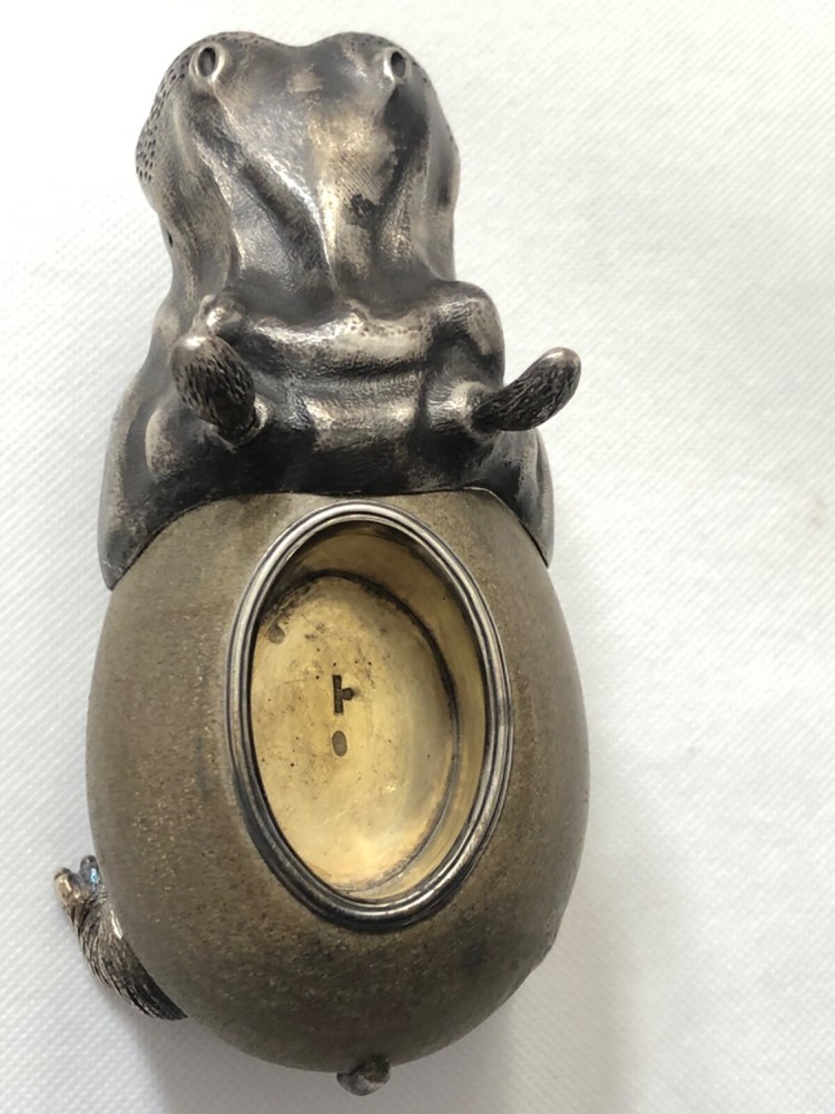Faberge sand stone silver-mounted match holder