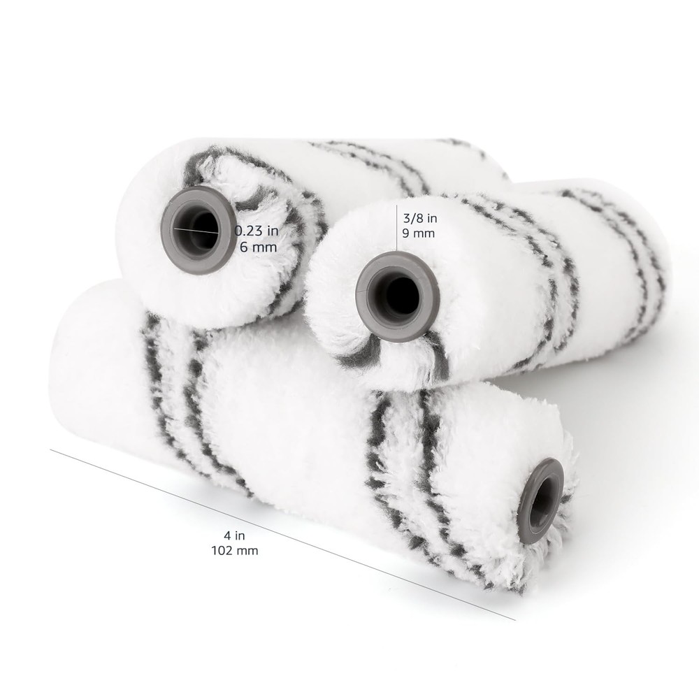 Amazon Basics Microfiber Paint Roller Covers for Smooth 24 Pack, White
