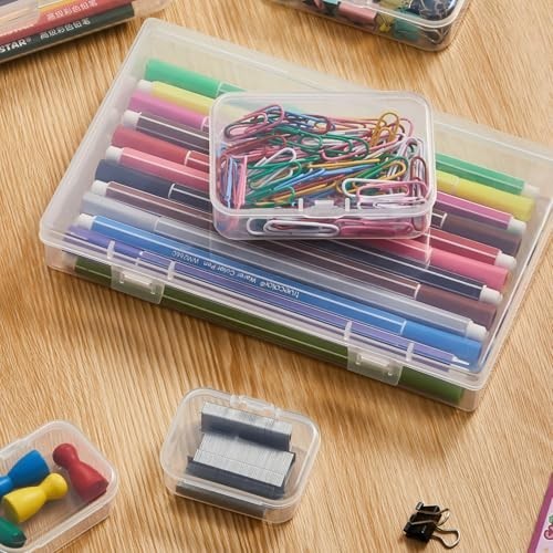 24-Piece Clear Plastic Storage Box Set - Mini Rectangular Organizer with Hinged