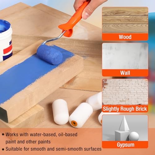 8PCS 2.5" Small Paint Roller Kit, Includes Foam Paint Roller Covers,