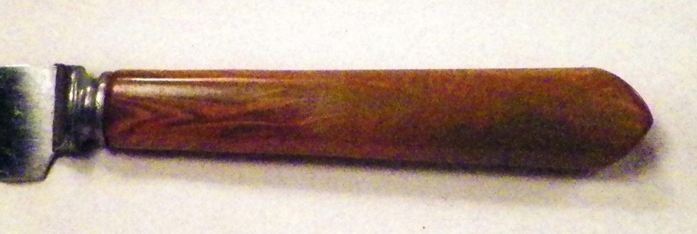 Spinach & Butterscotch Bakelite Dinner Knife Vintage Flatware Marbled