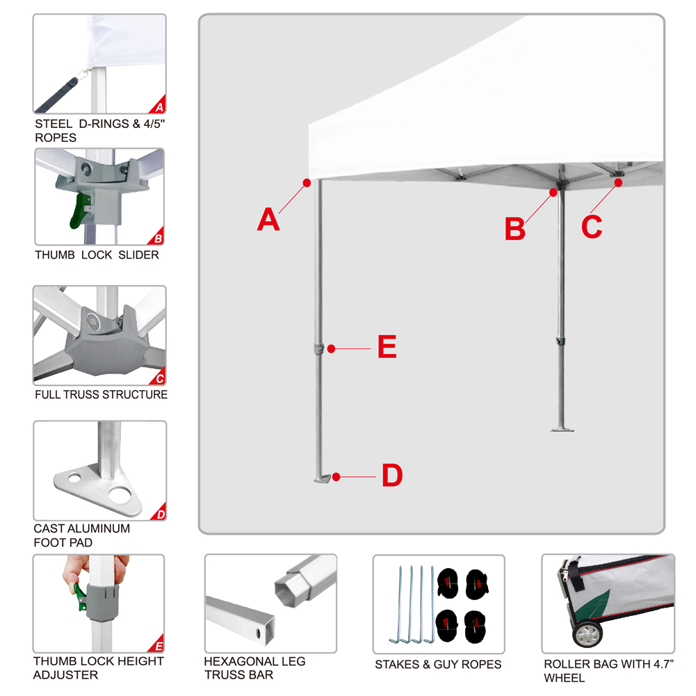Ez Pop Up Full Aluminum Outdoor Canopy Gazebo Tent, New