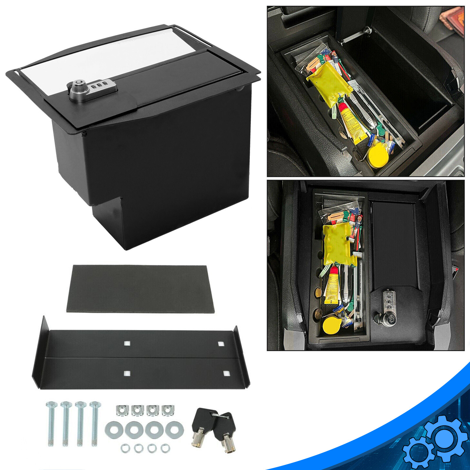 Center Console Safe GUN STORAGE Vault FOR 15-22 F-150 Raptors 17-22 F-250 F-350