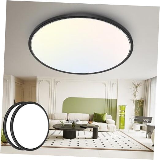15.8INCH 2Pack Big Dimmable Flush Mount Ceiling Light 15.8Inch-2pack Black