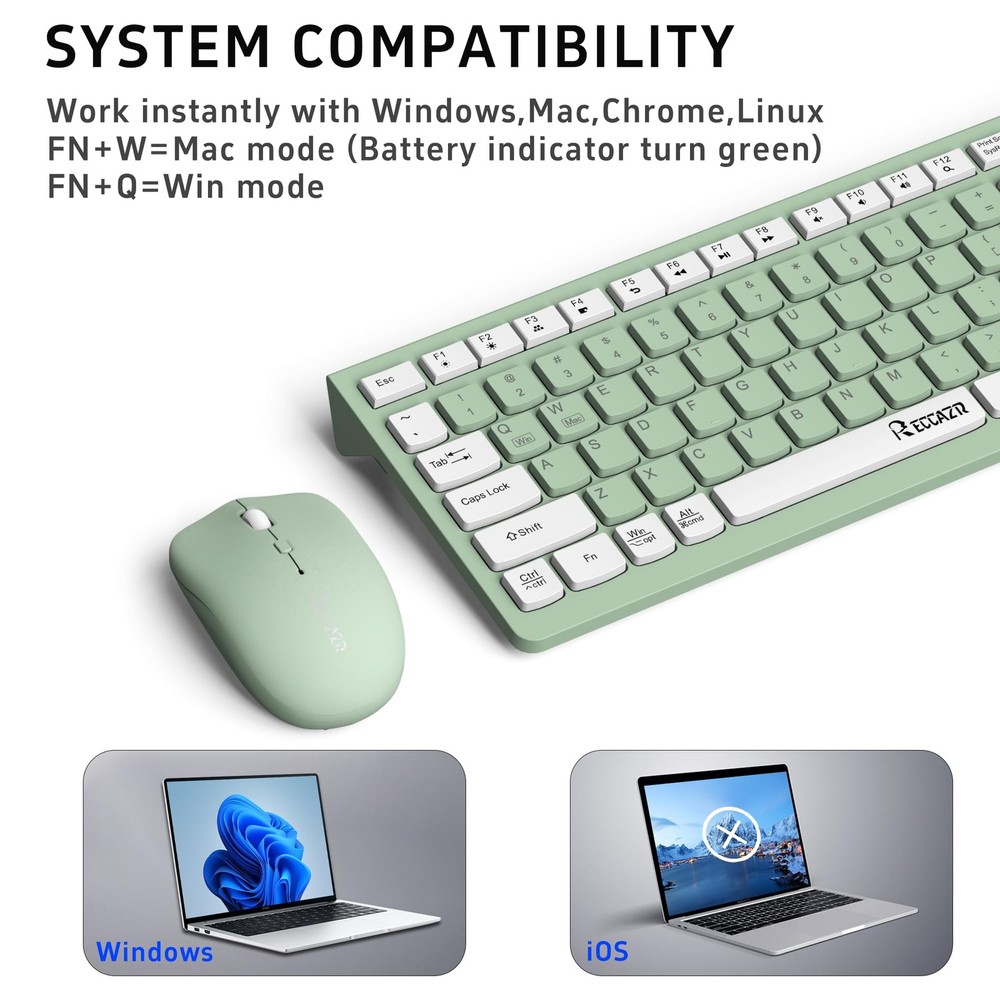 Wireless Keyboard and Mouse Combo Full-Sized Wireless Keyboard and Adjustable...