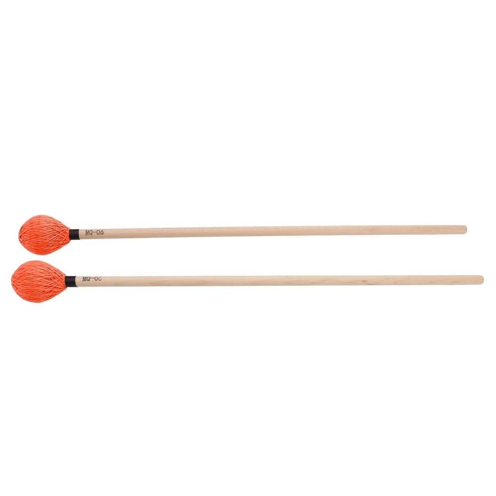 1 Pair Medium Hard Marimba Mallets For Percussion Playing Orange Excellent