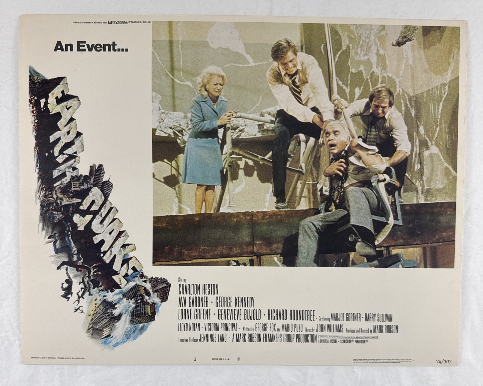 EARTHQUAKE Lobby Card Set of 8 (VeryFine-) 1974 Disaster Movie Poster 28414