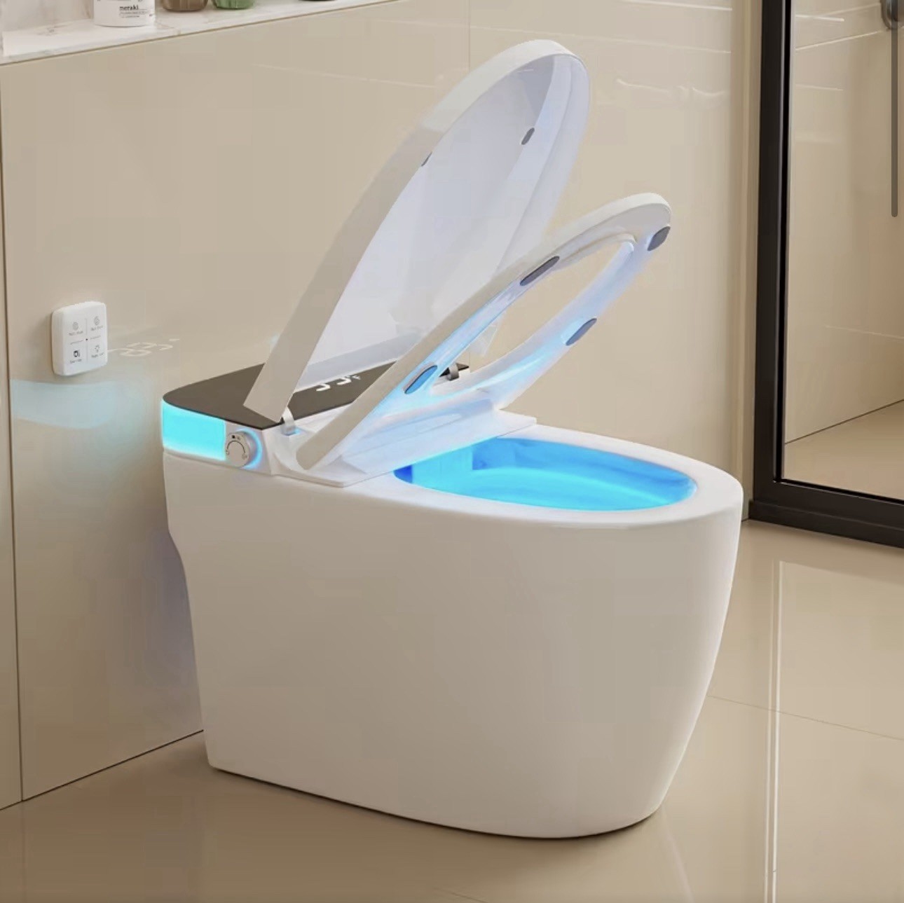 Modern Smart Toilet with Manual Flip Lid, Adjustable Remote Control, Heated Seat