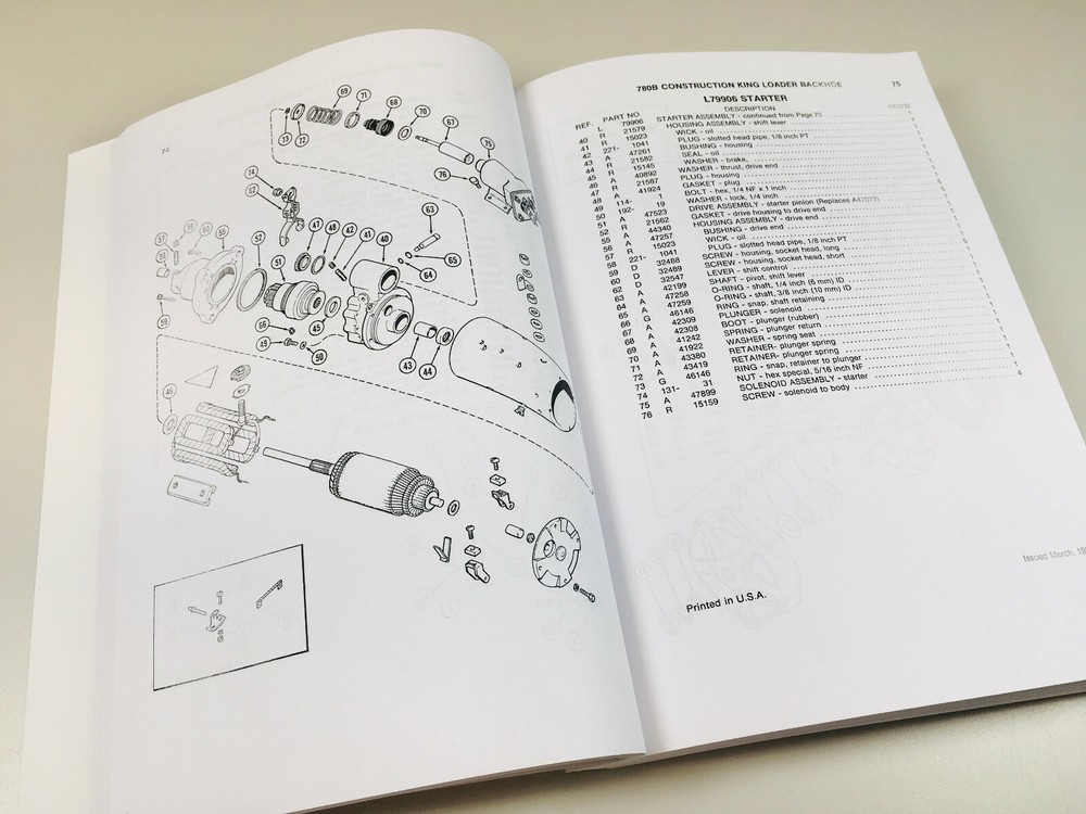 Case 780B Construction King Loader Backhoe Parts Manual Catalog Exploded View Ck