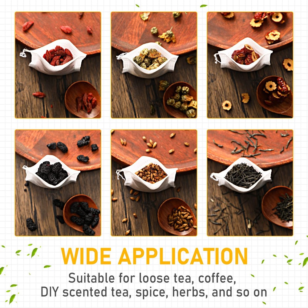 1000 Pcs Disposable Tea Bags Bulk for Loose Leaf Tea Drawstring Empty Coffee ...
