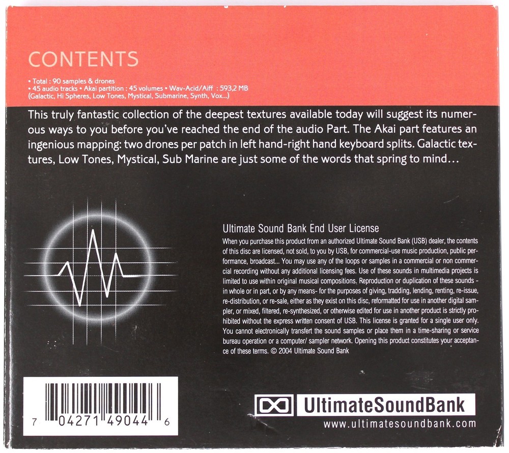 USB Soundscan V2 48 Ominous Drones Akai Sample/Sound Library/Sampling 2 CD