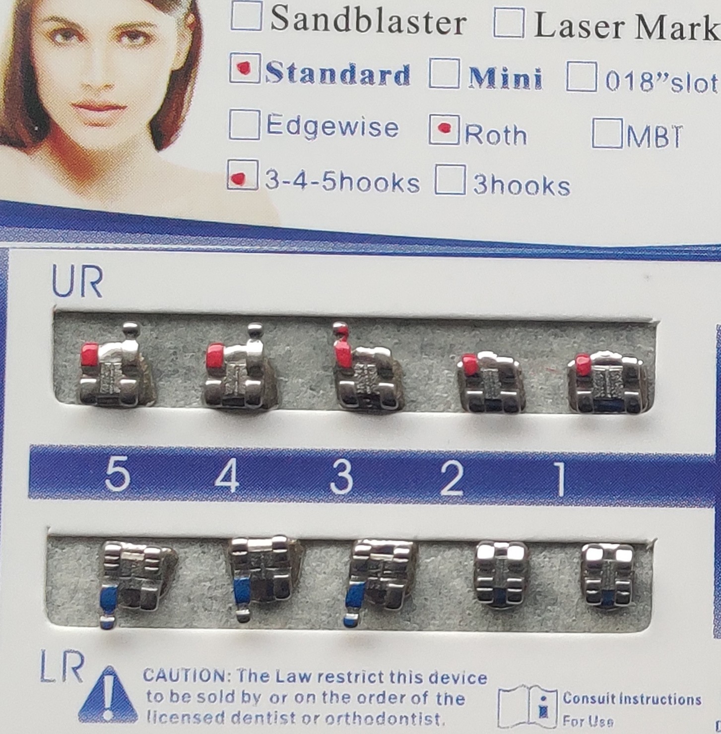 10 Packs Dental Orthodontic Brackets Braces Standard Roth.022 Hooks 3-4-5 FDA