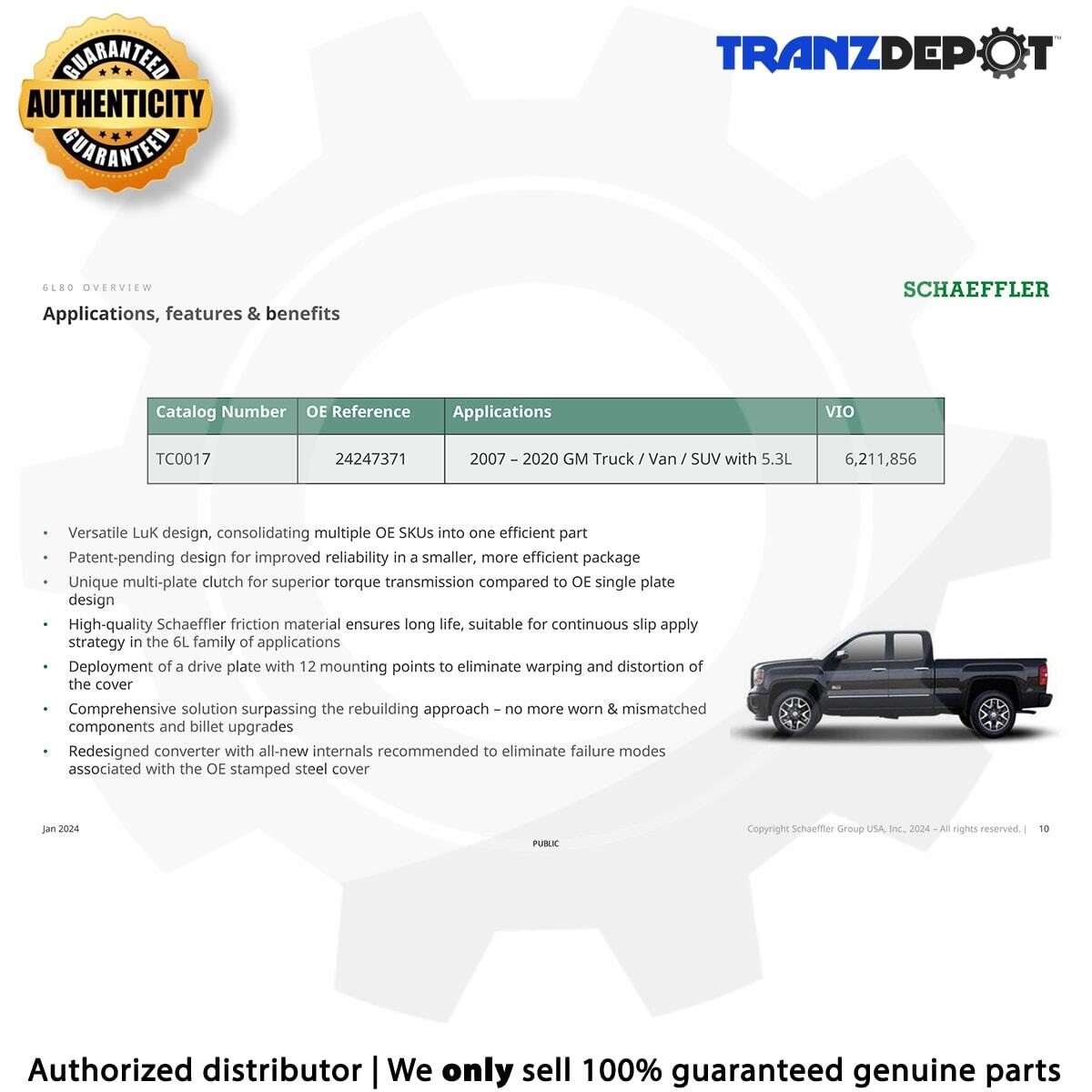 6L80 Torque Converter NEW—not remanufactured NO CORE CHARGE LuK TorCon (#TC0017)