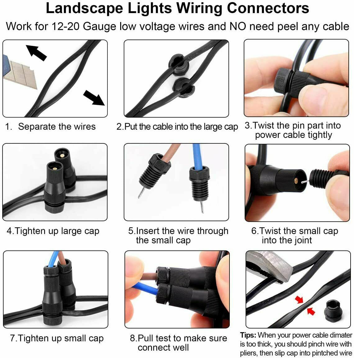 20-pack quick Light Wire Connectors for Landscape light 12-16 Gauge -