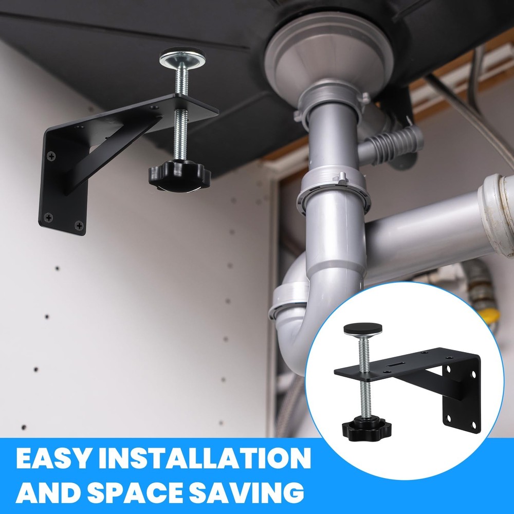 MBAIYO 4PCS Black Undermount Sink Brackets, Adjustable Undermount Sink Suppor...