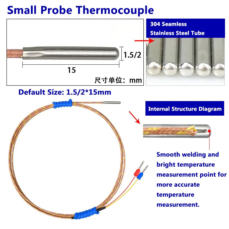 Type K Thermocouple Fine Probe High Precision Temperature Sensor Fast Response