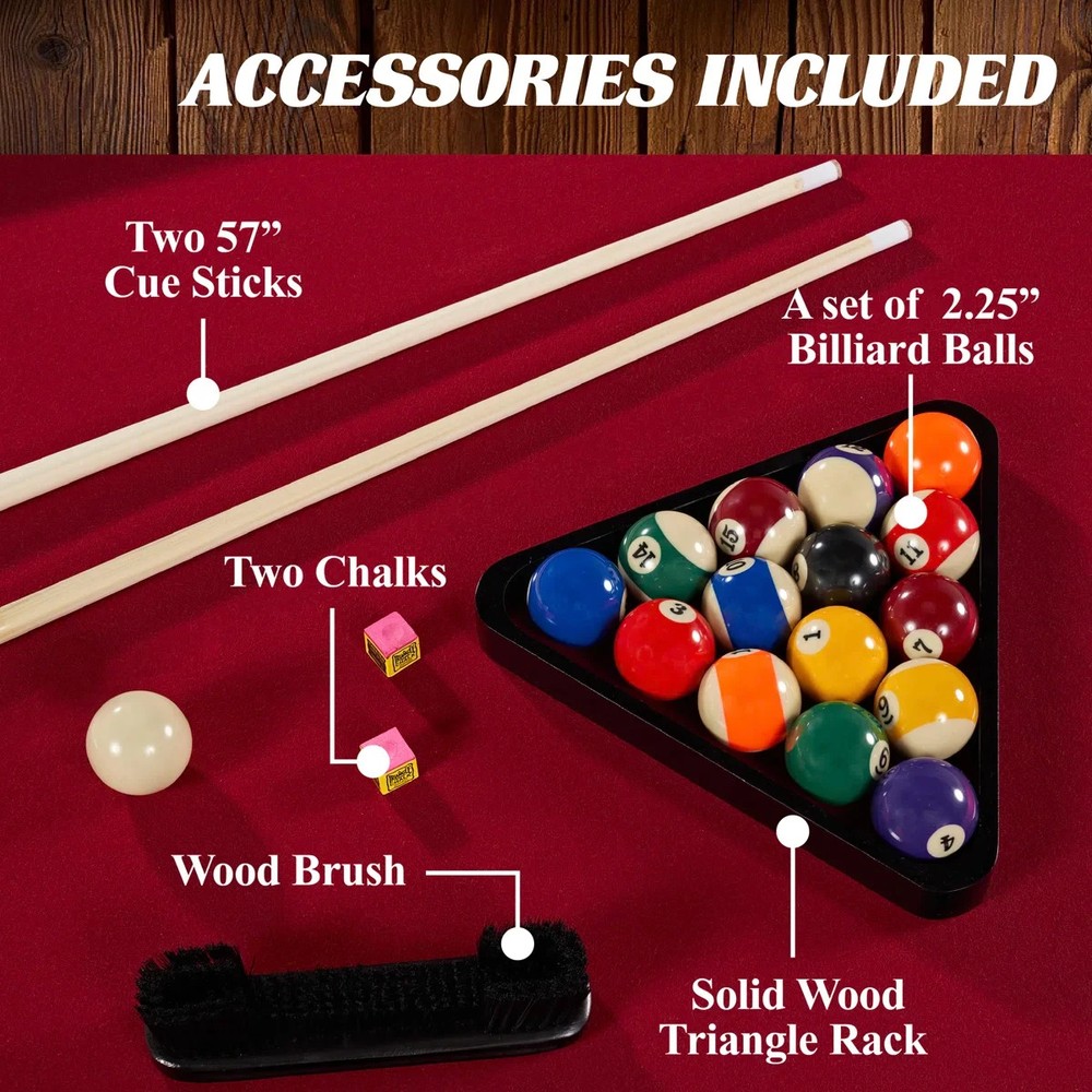 Pool Table (8 ft.) (Dark Brown/Red)
