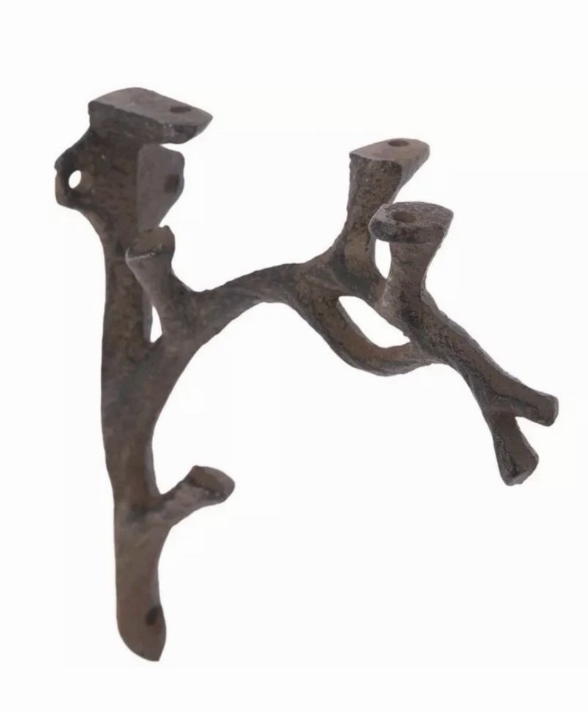 2 Rustic Cast Iron Shelf Bracket Wall Mount Hardware Shelving Braces Tree Branch