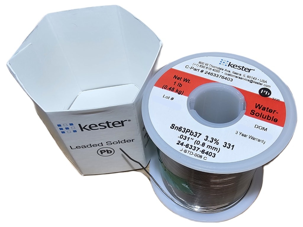 Kester 24-6337-6403 - Flux-Cored Solder Wire, Water-Soluble, Leaded, Sn63Pb37,