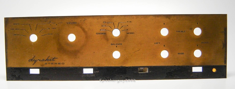 Dynaco PAS 2 Preamplifier Brass Faceplate -- KT2