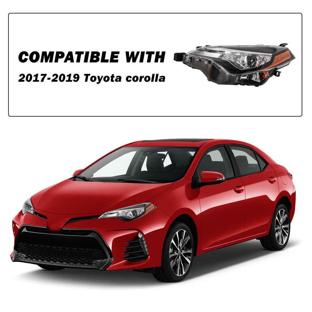 Headlight Assembly for 2017-2019 Corolla Projector LED Passenger Driver Side