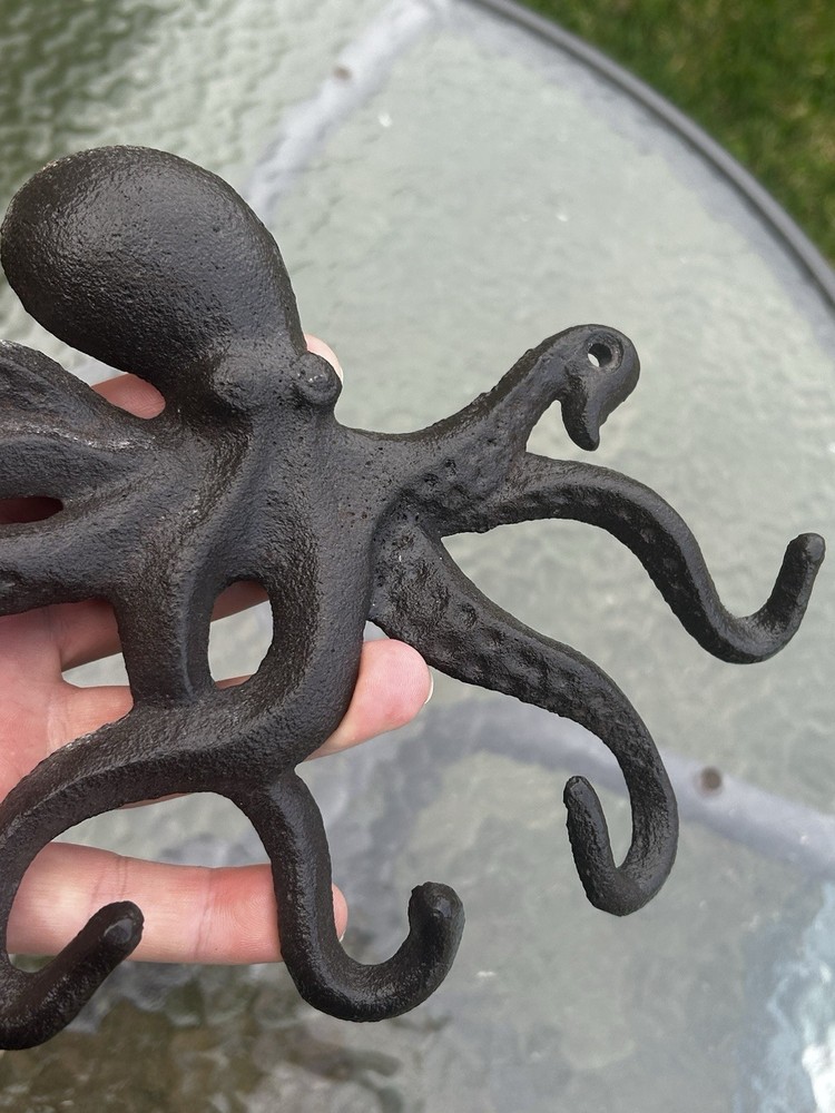 Cast Iron Octopus Key Holder Hooks Vintage Nice