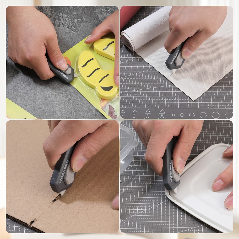 WORKPRO 2PIECE GRAY Safe Ceramic Box Cutter Small with Extra Blades Quick Change