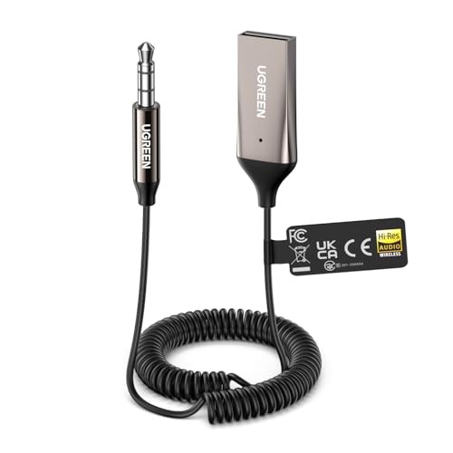 Aux to Bluetooth 6.0 Car Adapter with LDAC, 3.5mm Aux Adapter Built-in