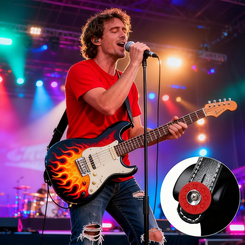 24PCS Silicone Guitar Strap Locks - Secure Strap Blocks & Rubber Strap Locks