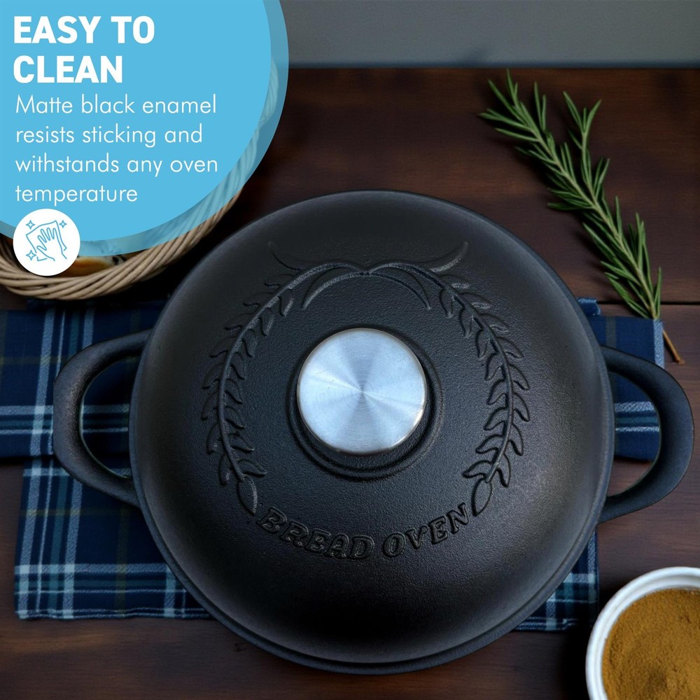 24cm Cast Iron 𝗗𝗨𝗧𝗖𝗛 𝗢𝗩𝗘𝗡 𝗕𝗥𝗘𝗔𝗗 𝗣𝗔𝗡 for Artisan Bread