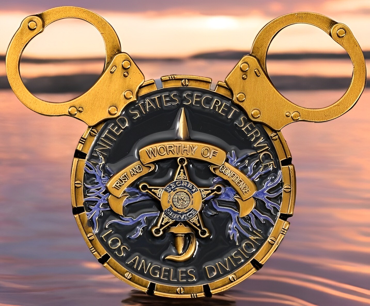 🔥U.S. Secret Service Disneyland Anaheim Office Gold Black Mickey Challenge Coin