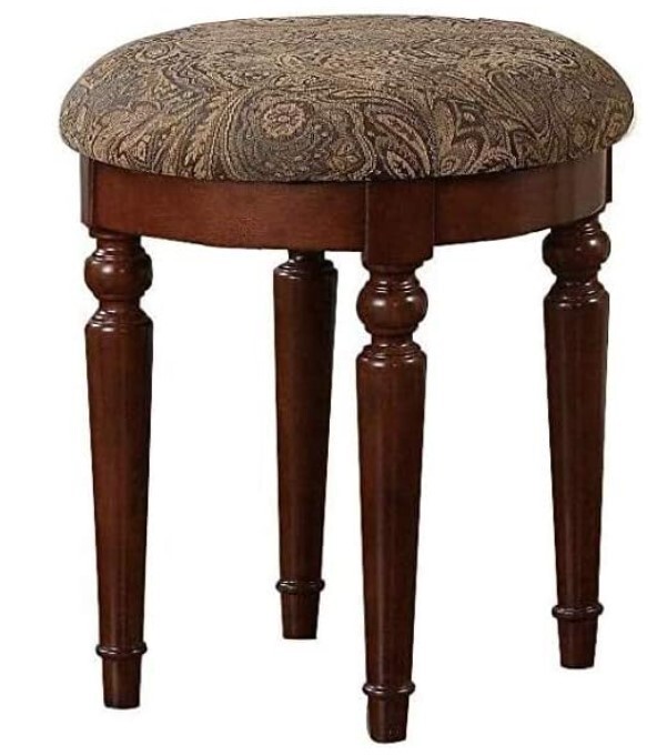 Ladies Vanity Table Set Brown Wood Girls Make Up Storage Desk Mirror & Stool