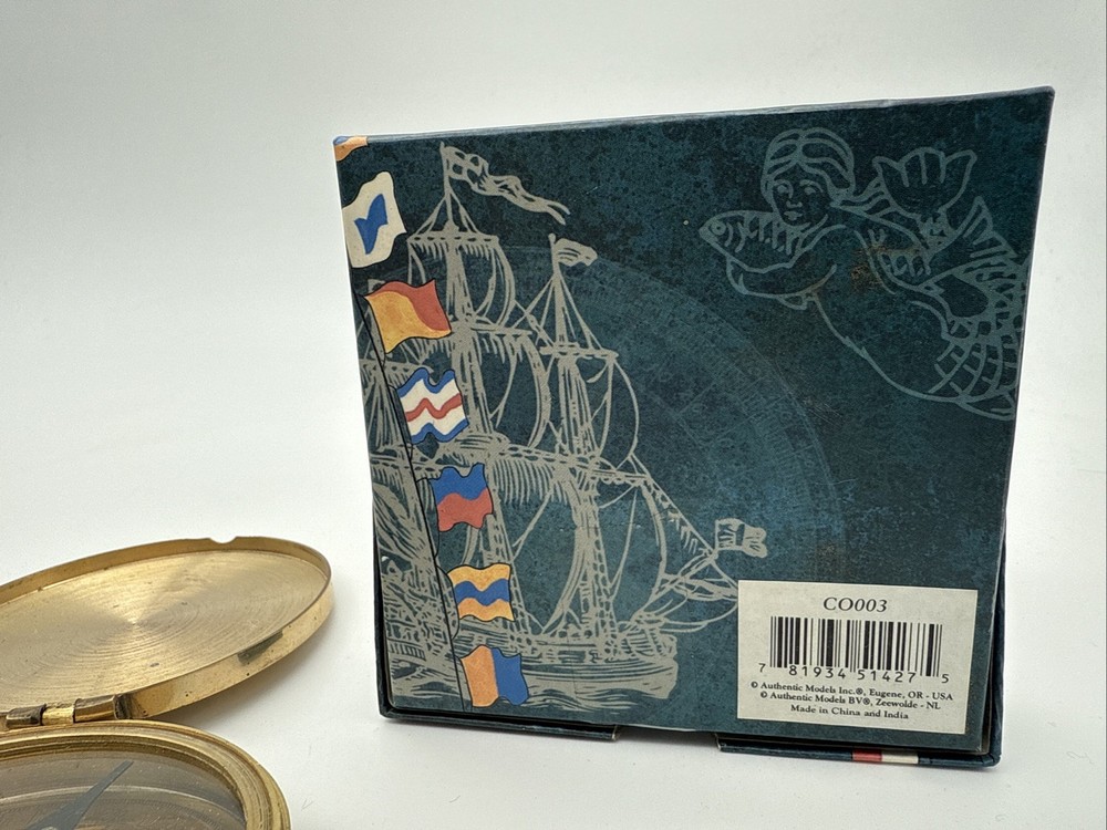 Pocket Compass Authentic Models CO003 BRASS Replica W/Box