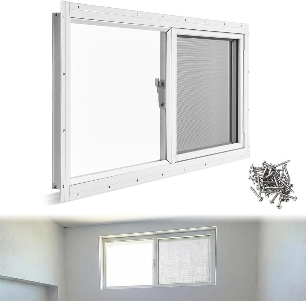 1 Pack Basement Home Window 32'' x 14'' Mini Basement Windows Replacement wit...