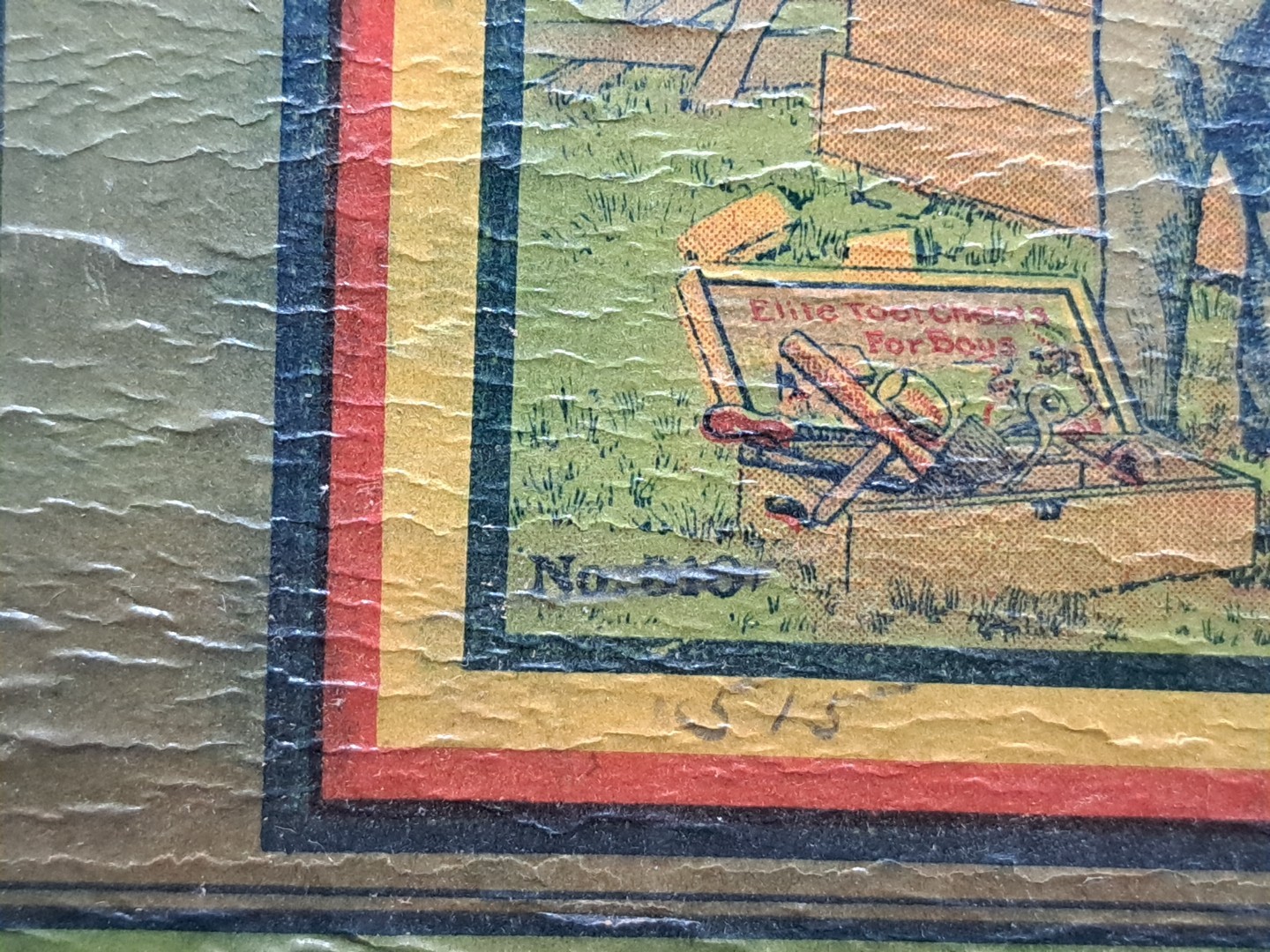 Antique Elite Tool Chests For Boys Wooden Tool Box #510 Paper Label 1900's USA