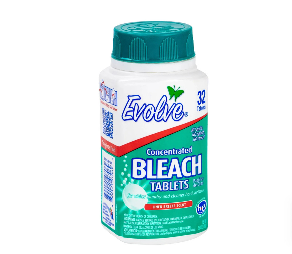 (3 pack) Evolve Concentrated Bleach Tablets, Linen Breeze, 32 Count
