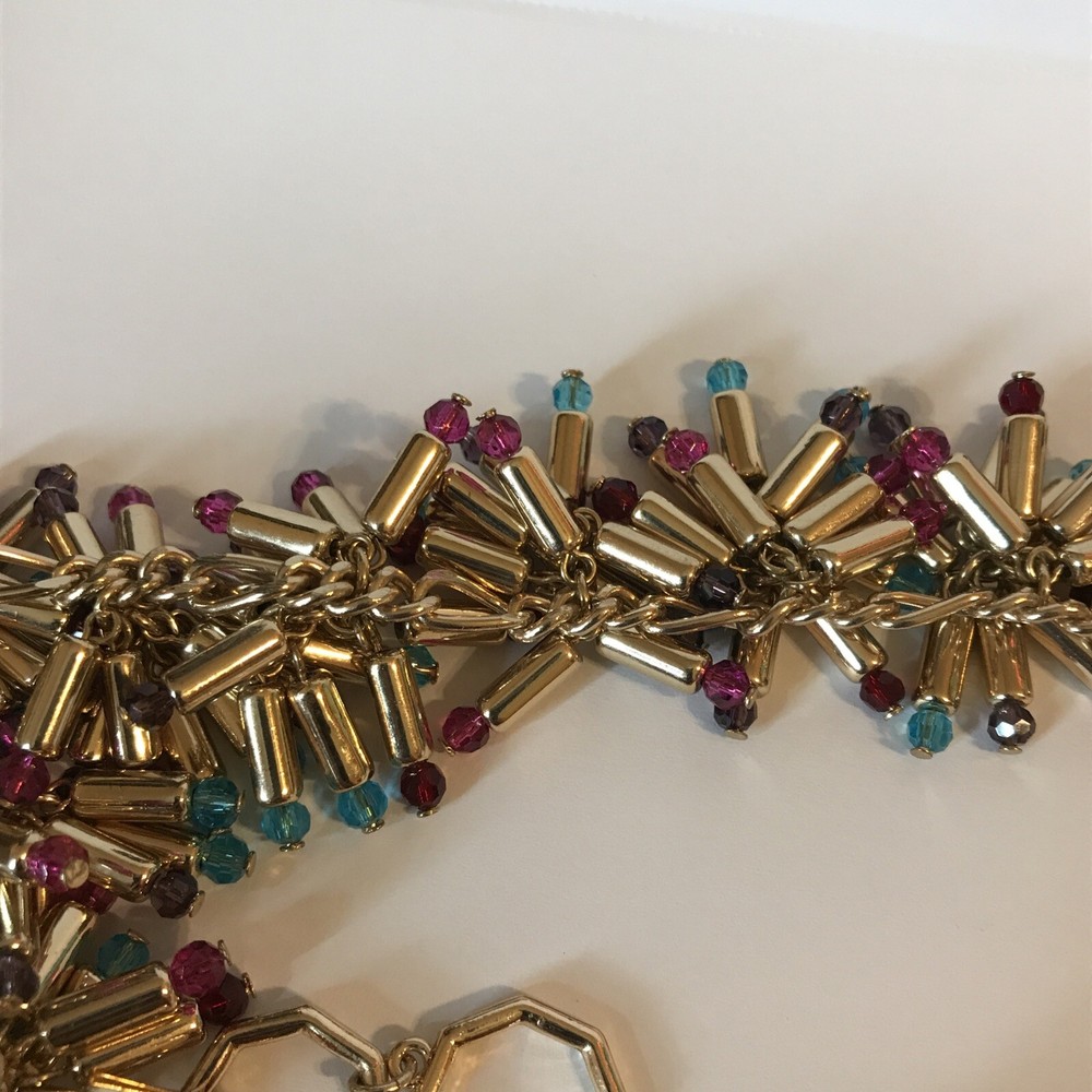 Multi Colored Beaded Clusters Dangle Bracelet Signed OPC