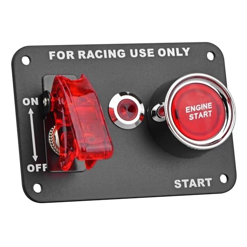 Racing Car Ignition Switch Panel, 12V Switch Panel 2 in 1 with Car Engine red