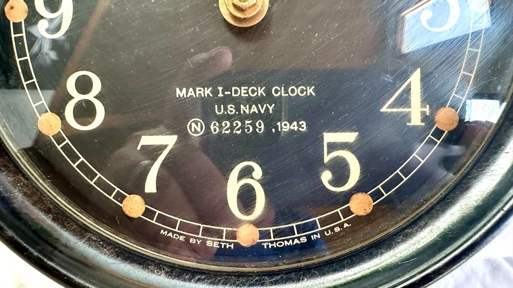 1943 SETH THOMAS WWII U S NAVY MARK 1 DECK CLOCK CLOCK (PROPER RUNNING CONDITION