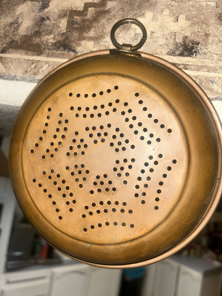 Vintage round colander Copper