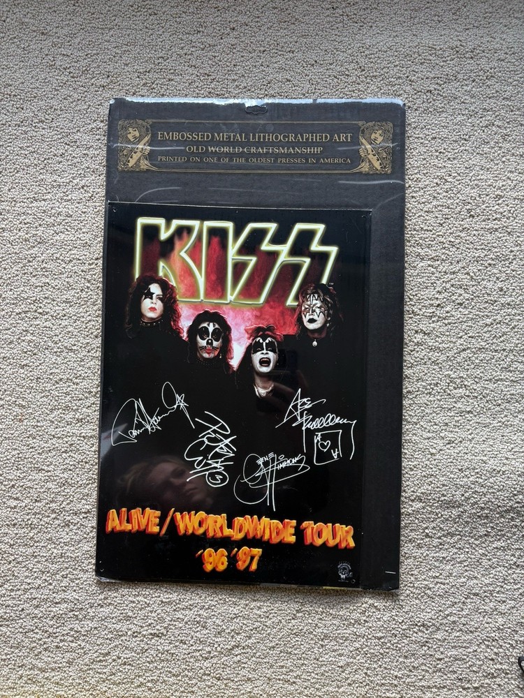 Kiss Alive/Worldwide Tour Tin Sign 12 x 17  1996-97 Embossed Band Signed Poster