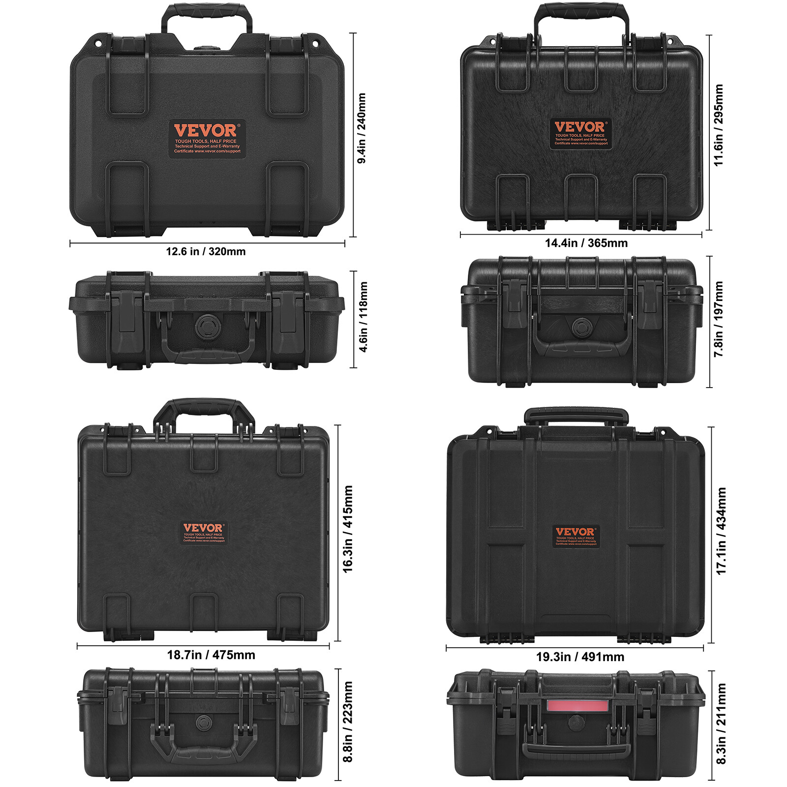 VEVOR Hard Pistol Cases with Pre-cut PU Foam/lining Lockable for 1/2/5/6 Pistol