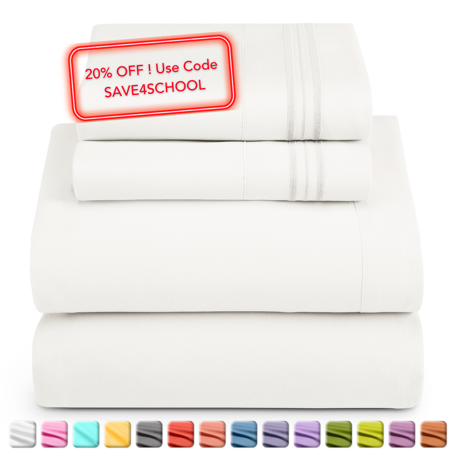1800 Series 4 Piece Bed Sheets Set Hotel Luxury Ultra Soft Deep Pocket Sheet Set